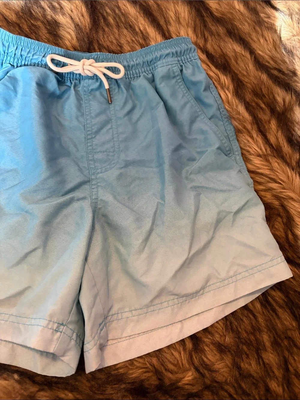 American Eagle Men's Ombre Sky Blue Swim Trunks with Drawstring Waist Size XS